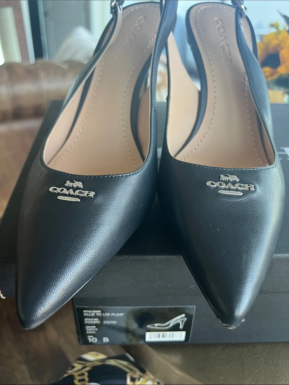 COACH Women's Navy Pointed-Toe Slingback Pumps